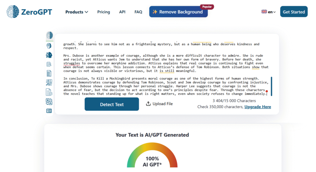 ZeroGPT screenshot