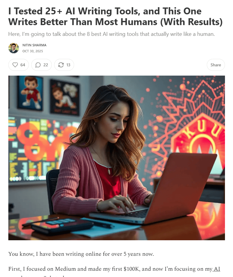 AI writing tools review article cover
