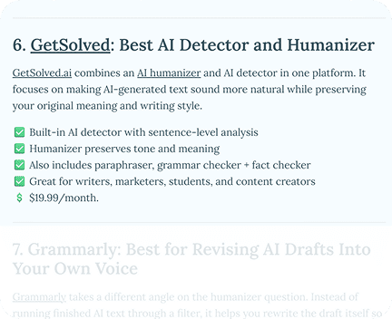 GetSolved featured in Top 7 AI Humanizers and Rewriters for 2026