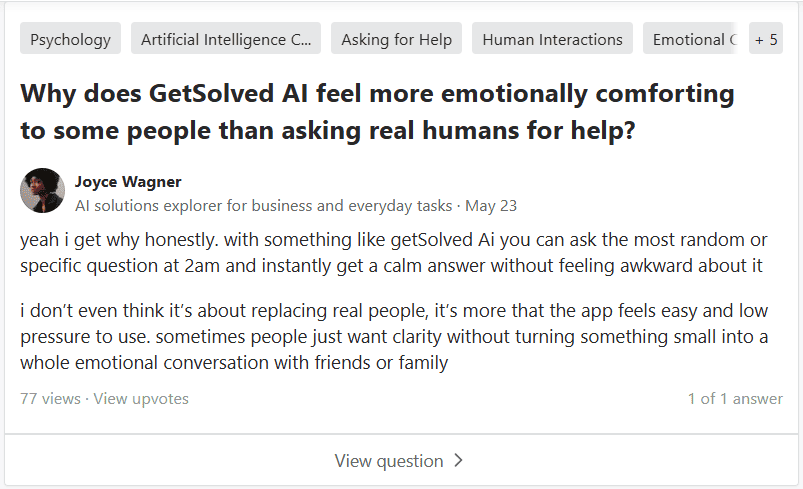 Quora feedback about using GetSolved AI