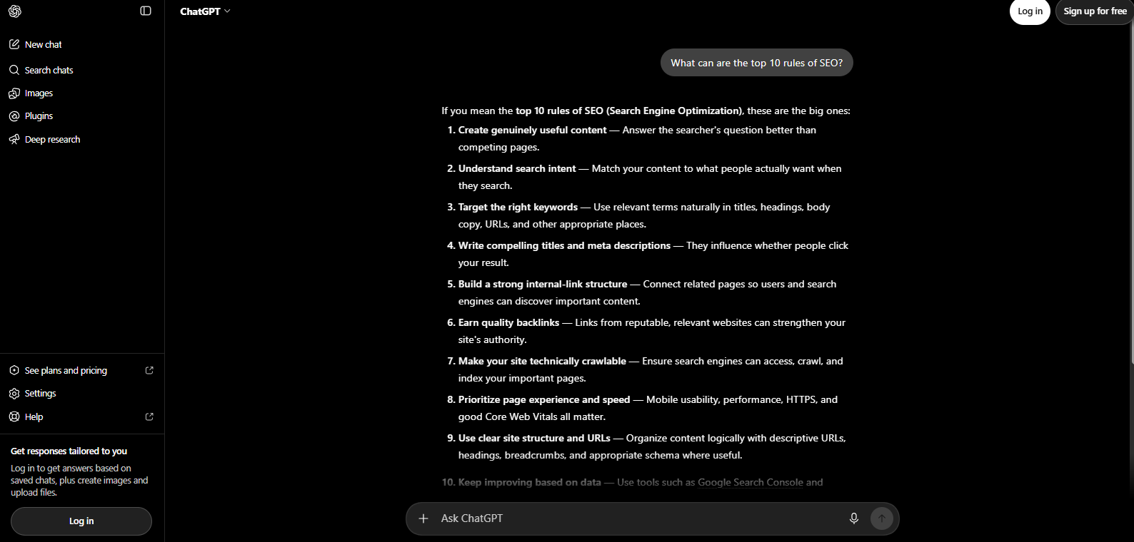 ChatGPT homepage