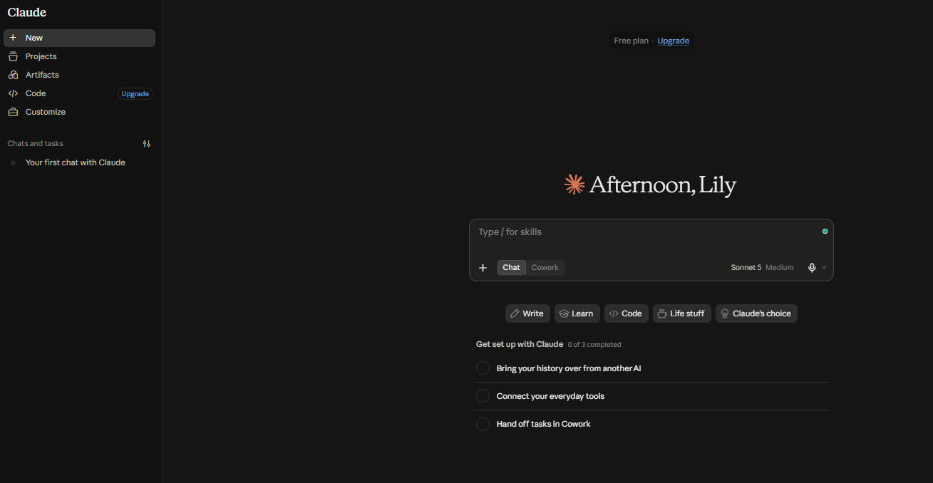 Claude AI homepage