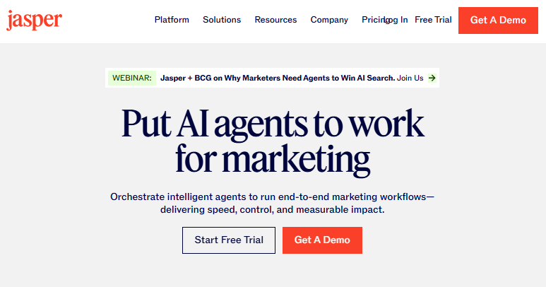 Jasper AI marketing content tool homepage