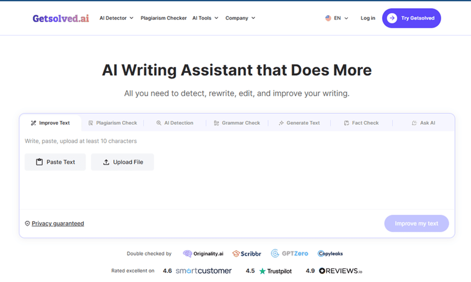 Getsolved AI story generator homepage