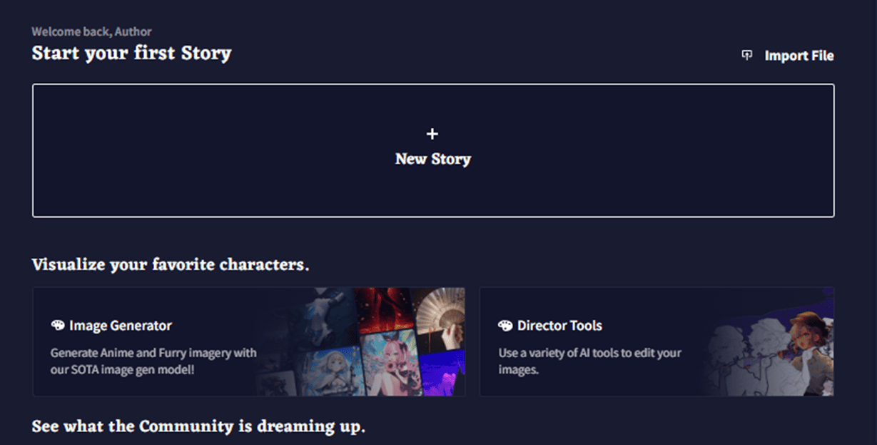 NovelAI stories interface