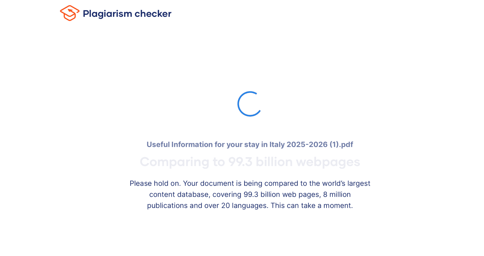 Scribbr plagiarism checker scanning a document